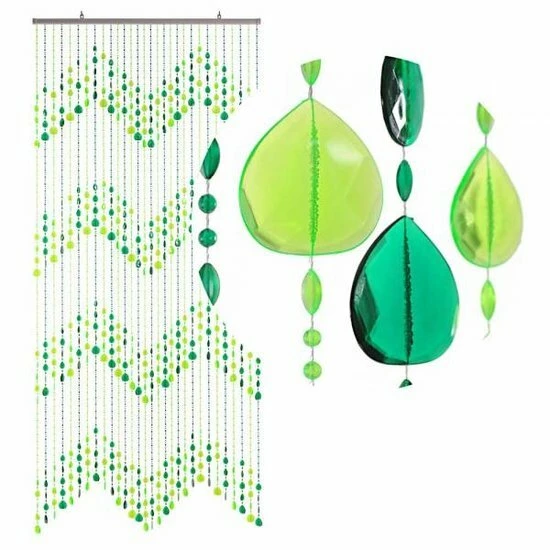 Kralengordijn Druppel Groen 90x200cm 2 Kralengordijn Druppel Groen 90x200cm - Afbeelding 2