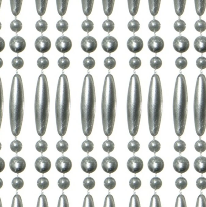 Vliegengordijn Kralen Op Maat: Recht Metallic Zilver 1 Vliegengordijn Kralen Op Maat: Recht Metallic Zilver