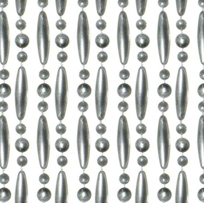 Vliegengordijn Kralen Op Maat: Verspringen Metallic Zilver 1 Vliegengordijn Kralen Op Maat: Verspringen Metallic Zilver