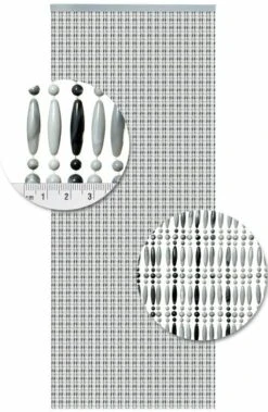 Vliegengordijn Kralen Recht Grijs/wit 90x210cm -Vliegengordijnkopen Winkel 1979365167