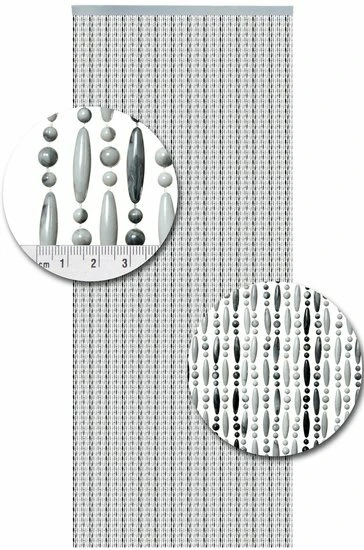 Vliegengordijn Kralen Grijs/wit 90x210cm 2 Vliegengordijn Kralen Grijs/wit 90x210cm - Afbeelding 2