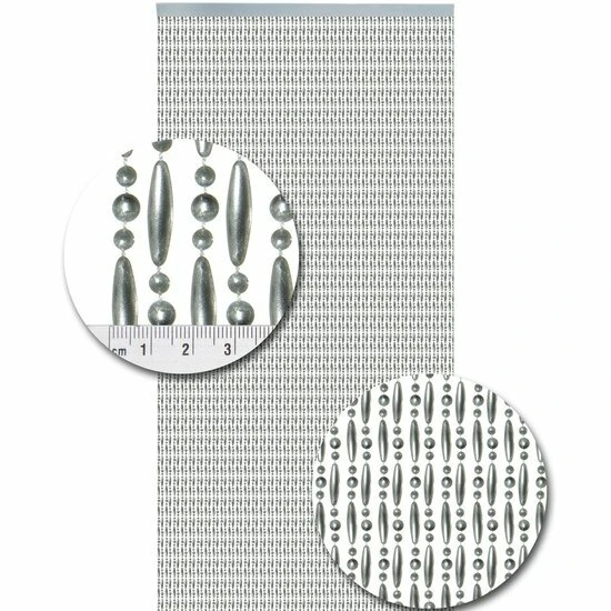 Vliegengordijn Kralen Zilver Metallic 90x210cm 2 Vliegengordijn Kralen Zilver Metallic 90x210cm - Afbeelding 2