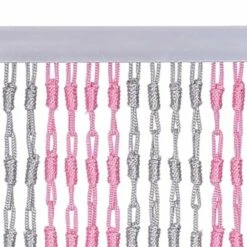 Vliegengordijn Knopen Grijs/roze 90x200cm -Vliegengordijnkopen Winkel 1979368761
